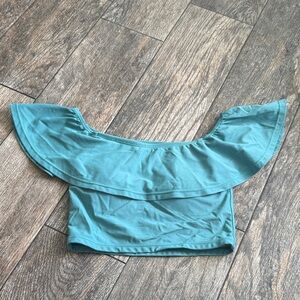 Kortni Jeane Teal Ruffle Bikini Top